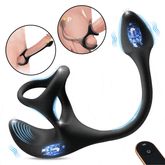 3 In 1 Spherical Vibrating Anal Plug Testicles Stimulator With cock Ring