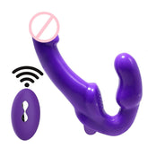 10 Frequency Vibrating Remote Control Double Ended Wearable Dildo