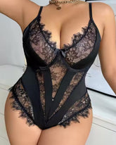 Come on Over - Curvy Plus Size Black Lingerie Bodysuit