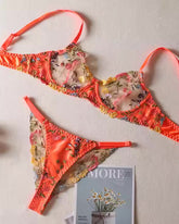 In Full Bloom -Orange Bra and G'String Set