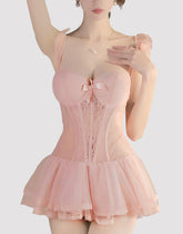 Pellegrace Sweetheart Princess Boned Underwire Push-up Bustier with Pettiskirt