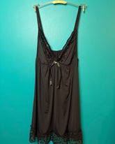 Let Love In - Black Slinky Lingerie Lace Trimmed Nightdress