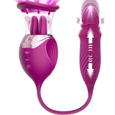 4 In 1 Rose Tongue G Spot Vibrator Clitoral Nipple Sucker Pump Stimulator