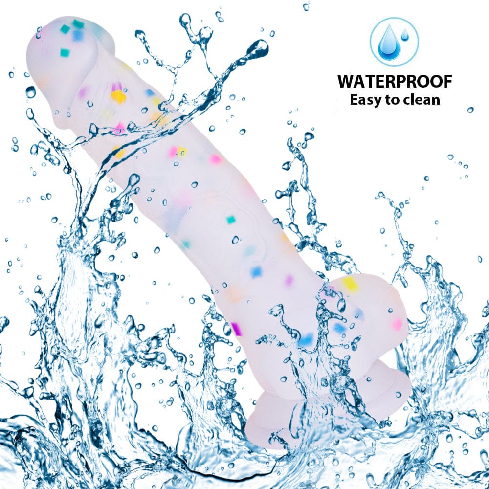5.5‘’ Jelly Particles Rainbow Transparent Realistic Dildo With Suction Cup