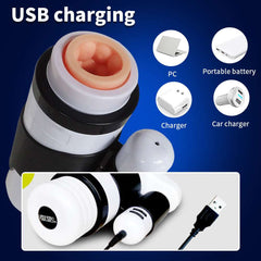 12 Speeds Telescopic Vibrator Realistic Vagina Masturbator Cup For Men