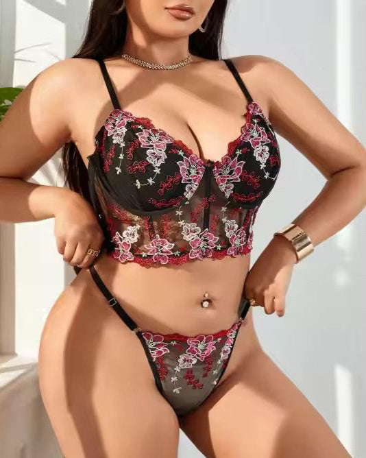 Crazy 'Bout You - Two-Piece, Black, Curvy Lingerie Set
