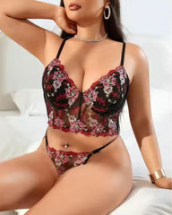 Crazy 'Bout You - Two-Piece, Black, Curvy Lingerie Set