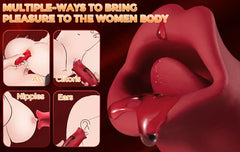 Pureros Rose Muncher 10 Biting & 10 Vibrating Modes Stimulate Nipple Clitoral Tongue Vibrator