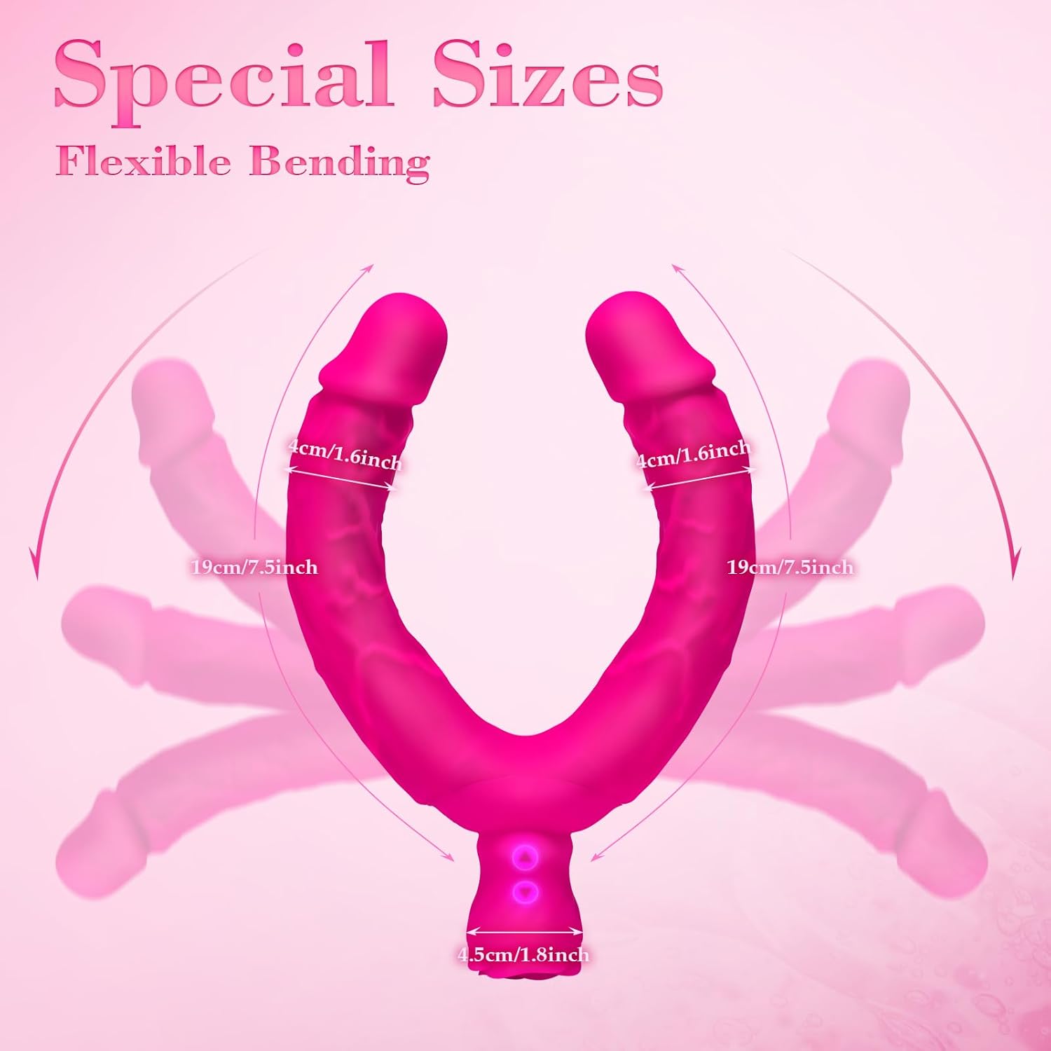 7.5‘’ Double Ended Vibrating Rose Dildo Anal Dildo with 10 Vibrating Modes