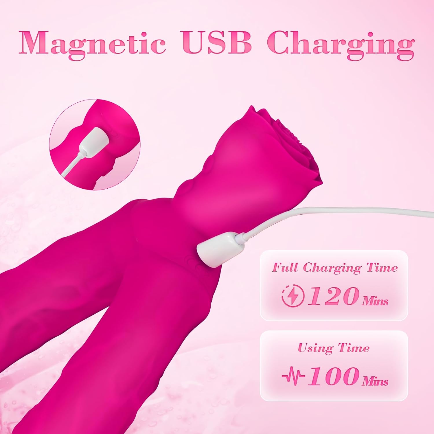 7.5‘’ Double Ended Vibrating Rose Dildo Anal Dildo with 10 Vibrating Modes