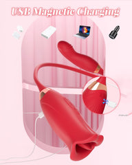 Rose Muncher Powerful Sucking Vibrator Dildo Women's Tongue Licking