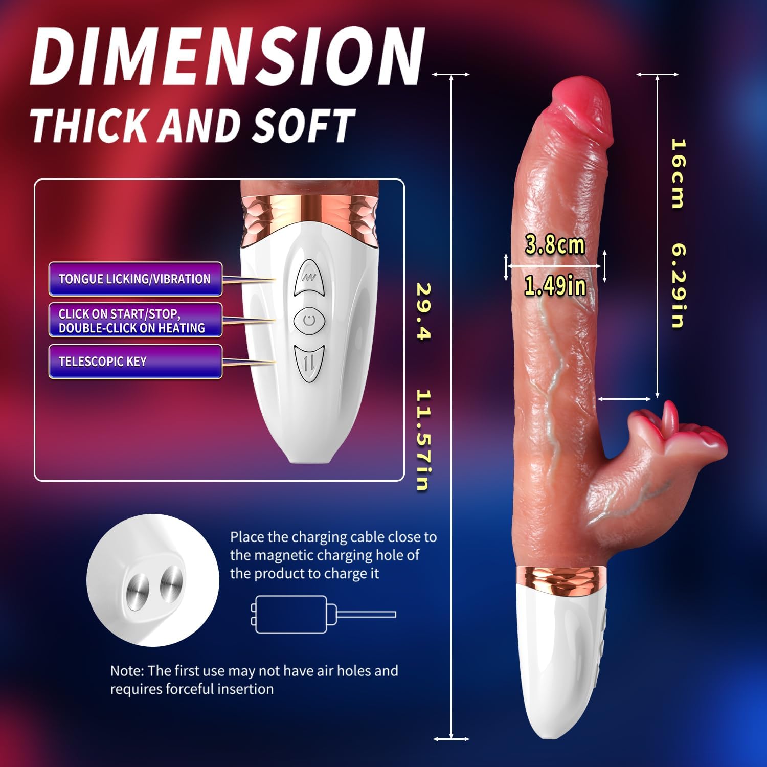 6.29‘’ Realistic Dildos G Spot Vibrator Thrusting Vibrator Dildo