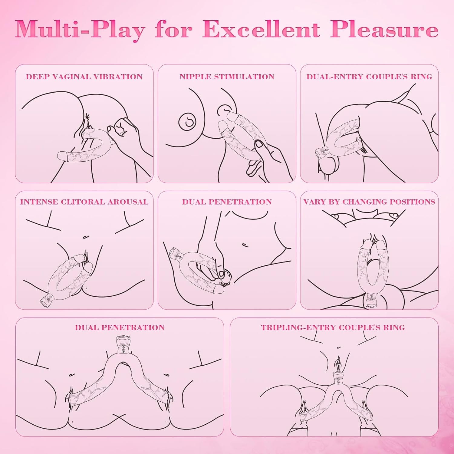 7.5‘’ Double Ended Vibrating Rose Dildo Anal Dildo with 10 Vibrating Modes