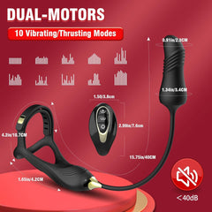 2 In 1 penis Ring thrusting anal Prostate Massager with Adjustable ring buckle