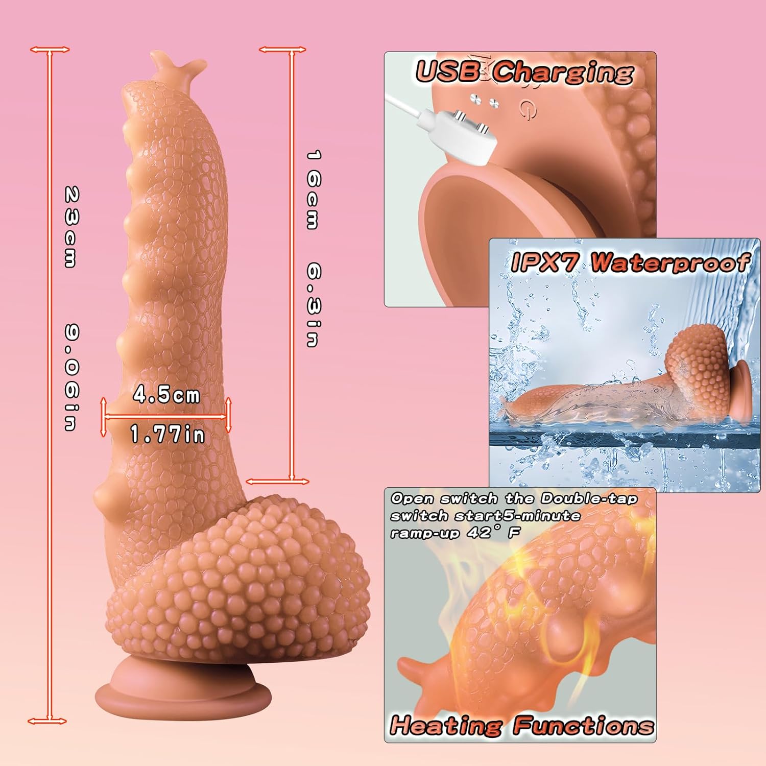 9.06‘’ Thrusting Monster Snail Dildo Vibrator with 3 Thrusting & 9 Vibrating Modes