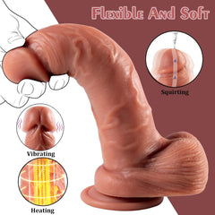 6.7‘’ Silicone Vibrating Squirting Dildo with Remote Control 7 Vibration Modes