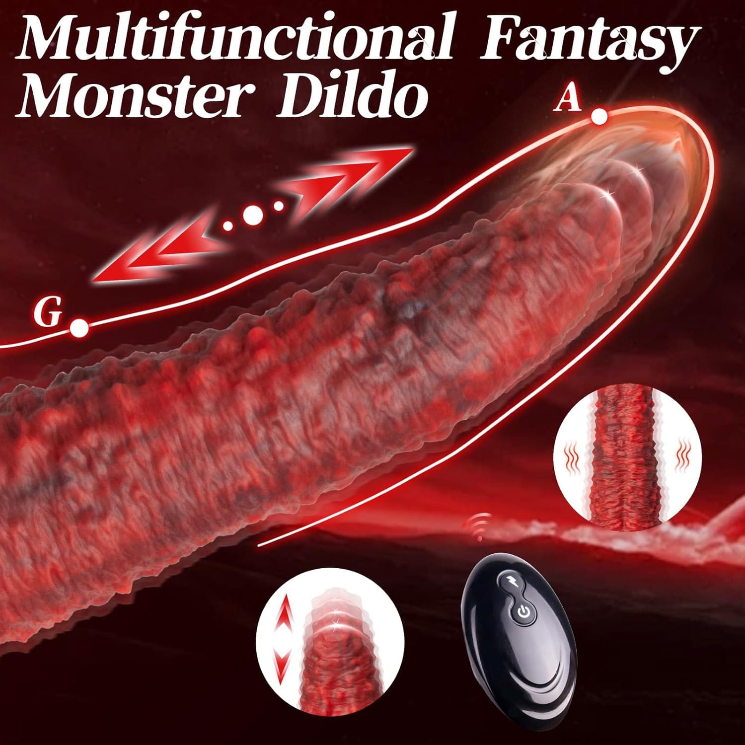 9.5‘’ Realistic Monster Tongue Thrusting Dildo Vibrator With Remote Control