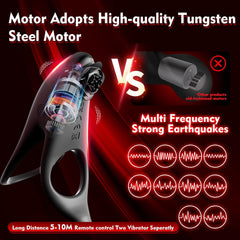 Detachable Design Vibrating Cock Penis Ring With Anal Plug for Couple