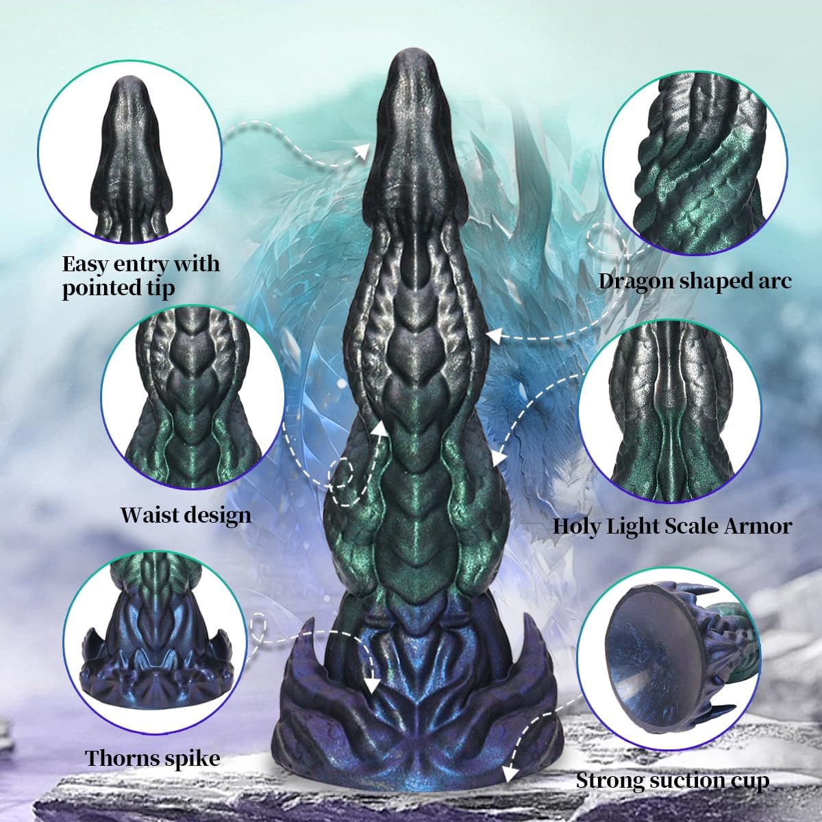 7.48‘’ Dragon Dildo Knot Monster Huge Anal Dildo with Suction Cup