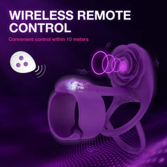 Pellegrace - 3 IN 1 Vibrating Rose Penis Ring with 10 Vibration