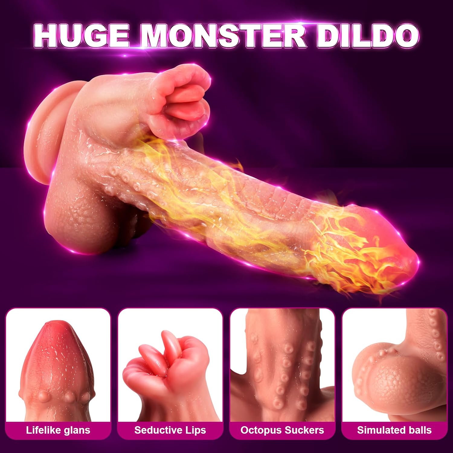 7.4‘’ Snake Warrior Thrusting Rotation Swinging Dildo Vibrator With Remote