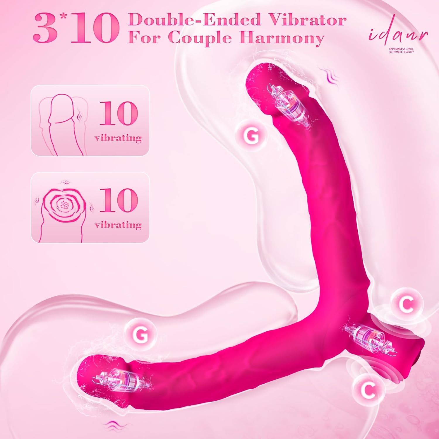 7.5‘’ Double Ended Vibrating Rose Dildo Anal Dildo with 10 Vibrating Modes