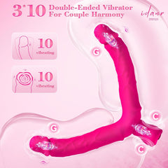 7.5‘’ Double Ended Vibrating Rose Dildo Anal Dildo with 10 Vibrating Modes