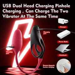 Detachable Design Vibrating Cock Penis Ring With Anal Plug for Couple