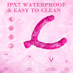 7.5‘’ Double Ended Vibrating Rose Dildo Anal Dildo with 10 Vibrating Modes