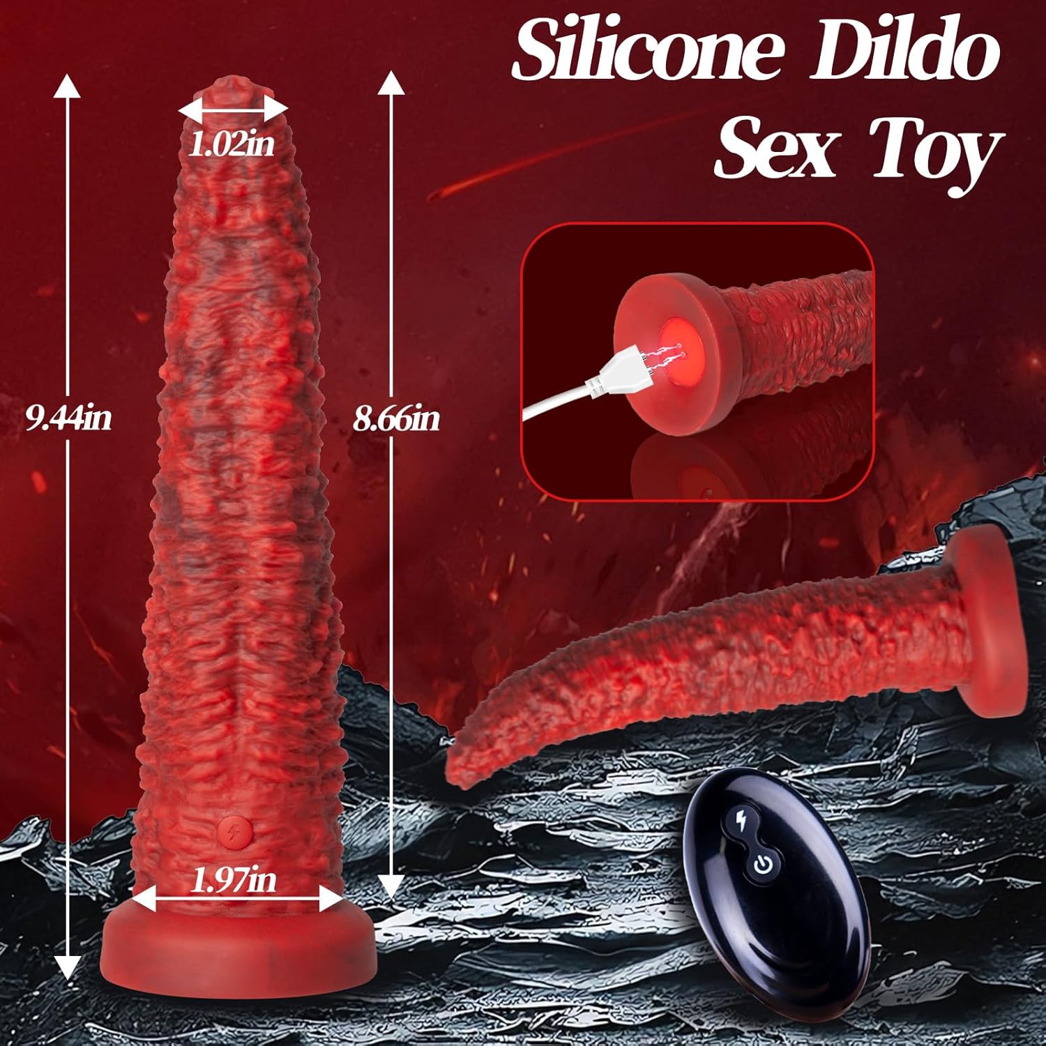 9.5‘’ Realistic Monster Tongue Thrusting Dildo Vibrator With Remote Control