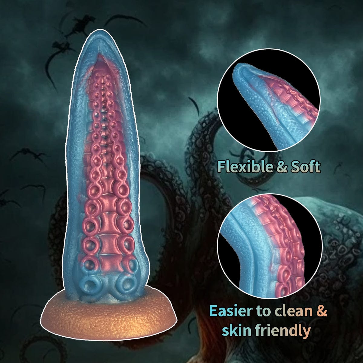 6.69‘’ Ocean Blue Octopus Tentacle Silicone Anal Dilator Fantasy Dildo