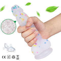 5.5‘’ Jelly Particles Rainbow Transparent Realistic Dildo With Suction Cup