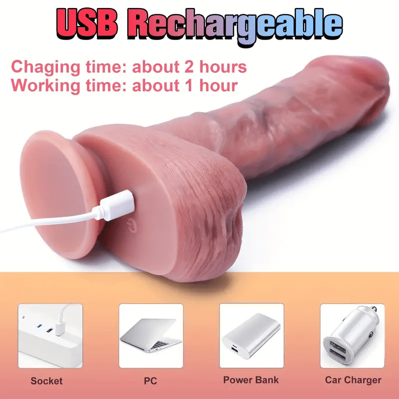 6.1‘’ Realistic Brown Thrusting Dildo Vibrator Remote Control
