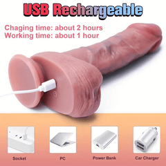 6.1‘’ Realistic Brown Thrusting Dildo Vibrator Remote Control