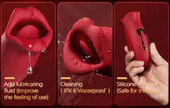 Pureros Rose Muncher 10 Biting & 10 Vibrating Modes Stimulate Nipple Clitoral Tongue Vibrator