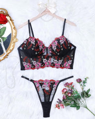 Crazy 'Bout You - Two-Piece, Black, Curvy Lingerie Set