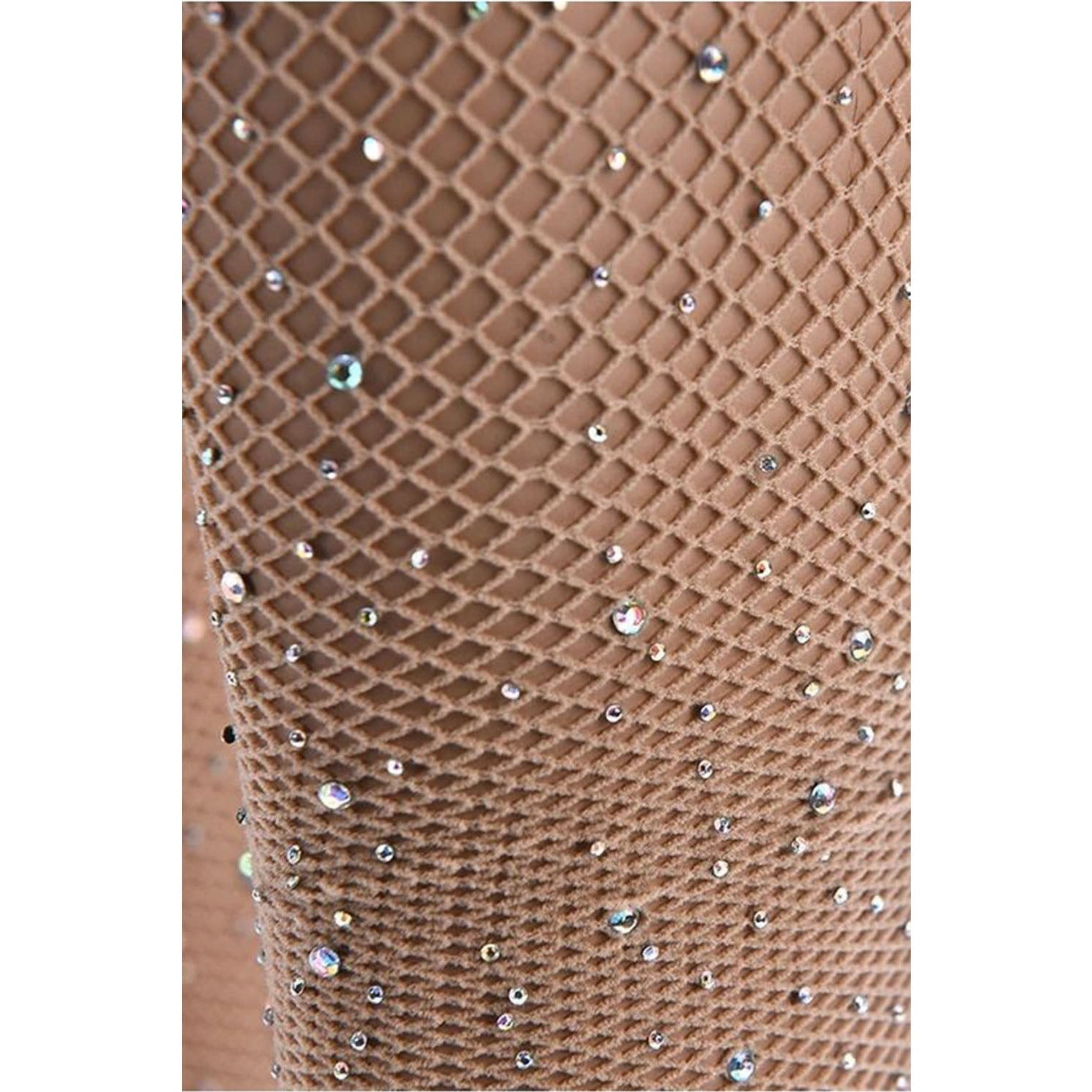 Details Matter - Nude fishnet rhinestone stockings