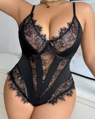 Come on Over - Curvy Plus Size Black Lingerie Bodysuit