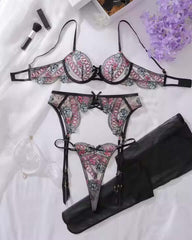 Dream Big -  5 Piece Embroidered Lace Lingerie Set