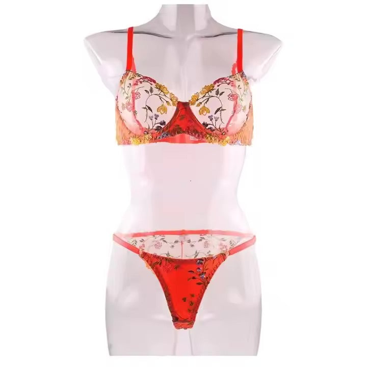 In Full Bloom -Orange Bra and G'String Set