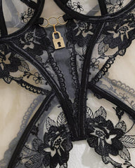 You Hold the Key...Black Lace Lingerie Set