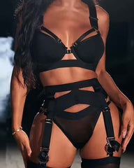 A Night to Remember - 5 Piece Curvy Lingerie Set – Black