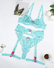Pretty Please Turquoise - 5 Piece Lace Lingerie Set