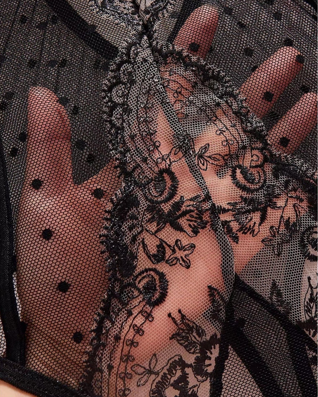 Fleur de Noir - Lace Lingerie Bodysuit