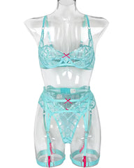 Pretty Please Turquoise - 5 Piece Lace Lingerie Set