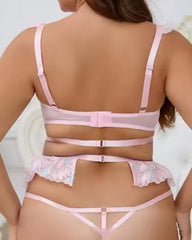 Be Still My Beating Heart - Curvy Pink Lace Lingerie Set - Last XL