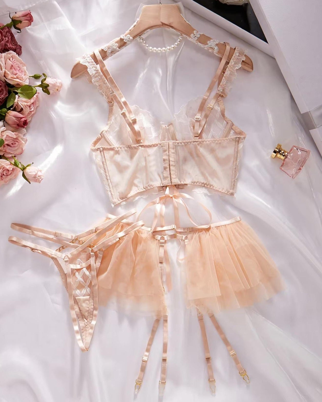 Drunk on Love - Lace Bustier, Garter Belt, and Matching G-String