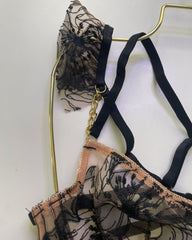 You're My Weakness - Gold and Black Lace Bustier Lingerie Set