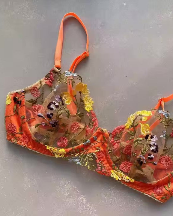 In Full Bloom -Orange Bra and G'String Set