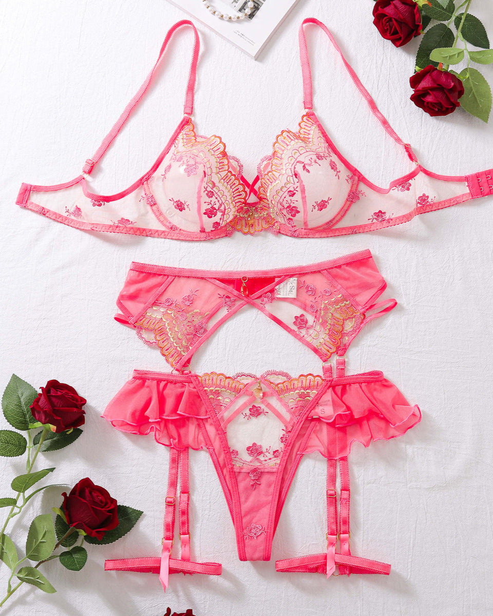 Just My Type - Pink Floral Lingerie Set